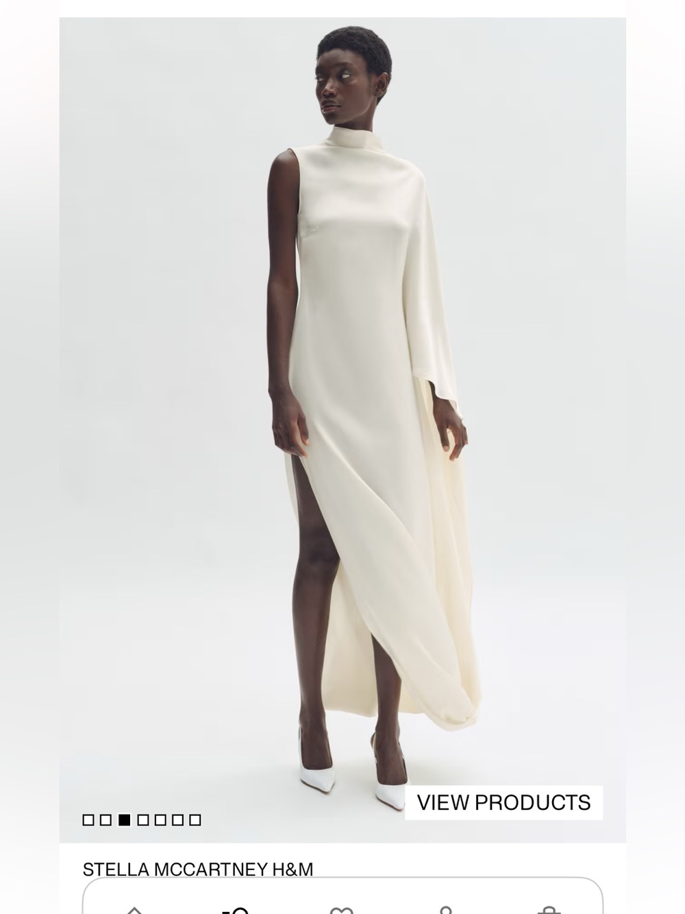 NWT H&M x Stella McCartney Sleeveless High-Neck Ivory Satin Dress